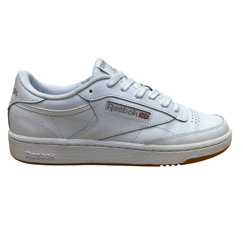 Reebok Women’s White Leather Lace Up Low-Top Classic Club C 85 Sneakers Size 8